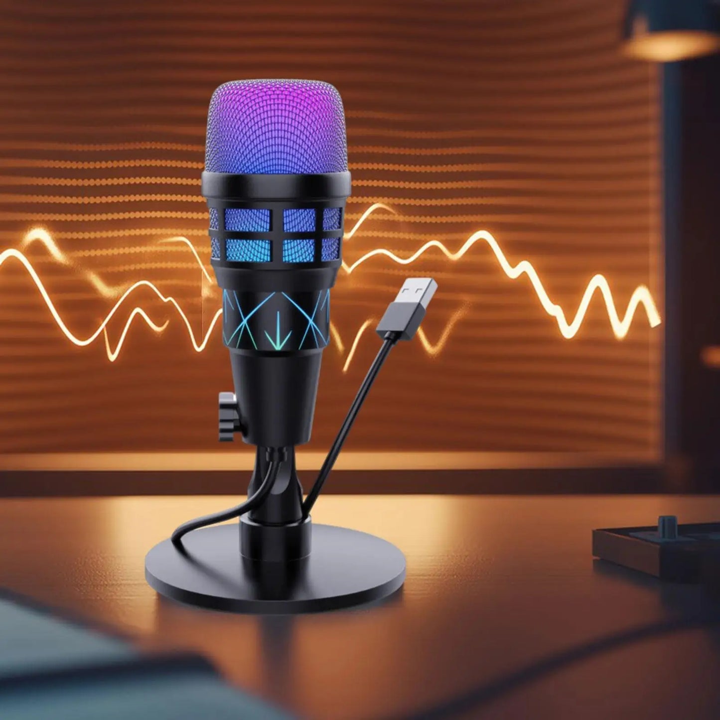 Gaming USB Microphone for PC,Noise Reduction, Computer Mic Beginner Online Chat Condenser Mic for Recording Podcasting Streaming