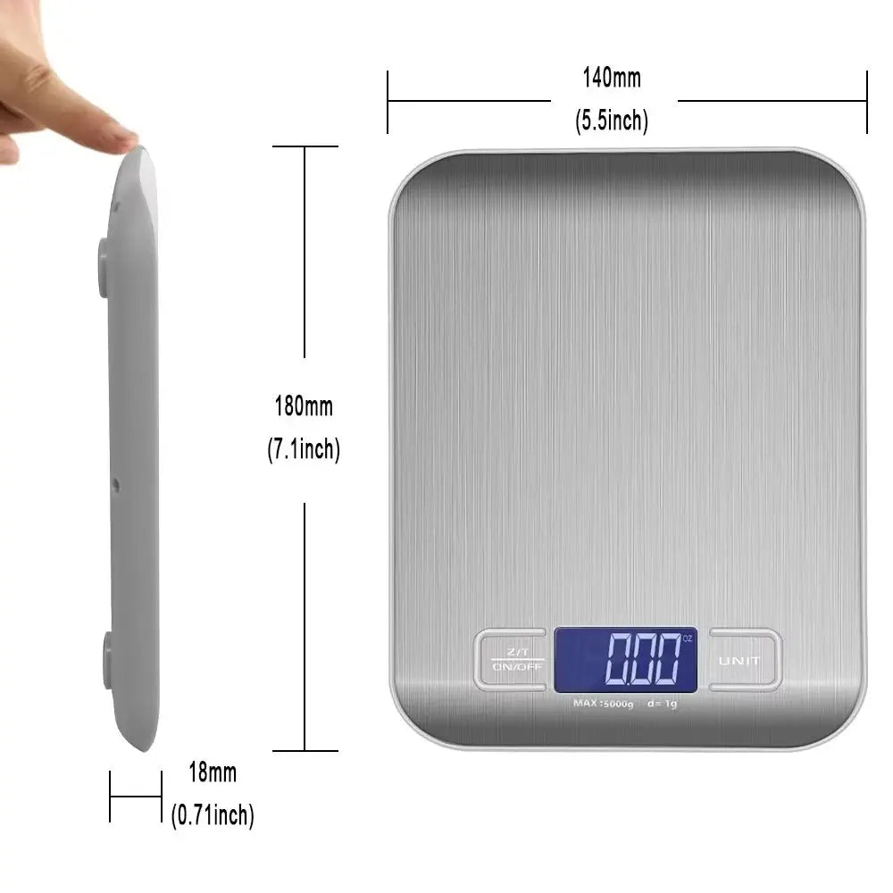Electronic Digital Kitchen Scale LED Display 10kg 5kg/1g Stainless Steel Panel Scales Home Jewelry Food Snacks Weighing Tools