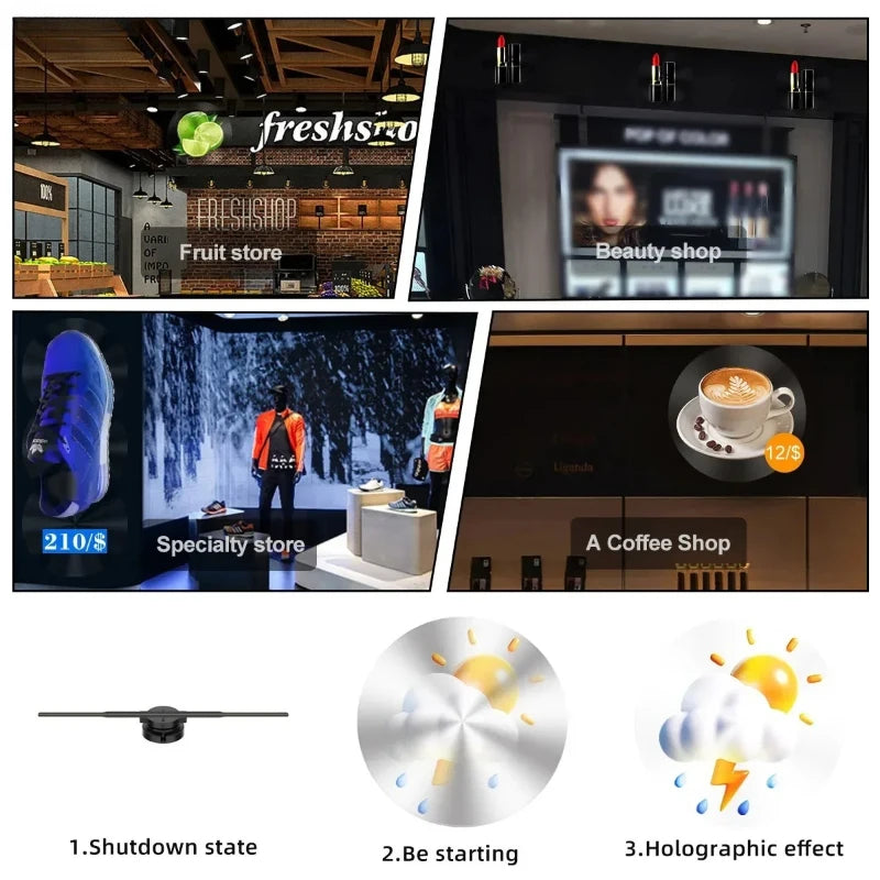 Naked-eye 3D Hologram Projector 14cm Wifi Display Advertising Logo Light LED Sign Holographic Lamp Three-Dimensional Projectors