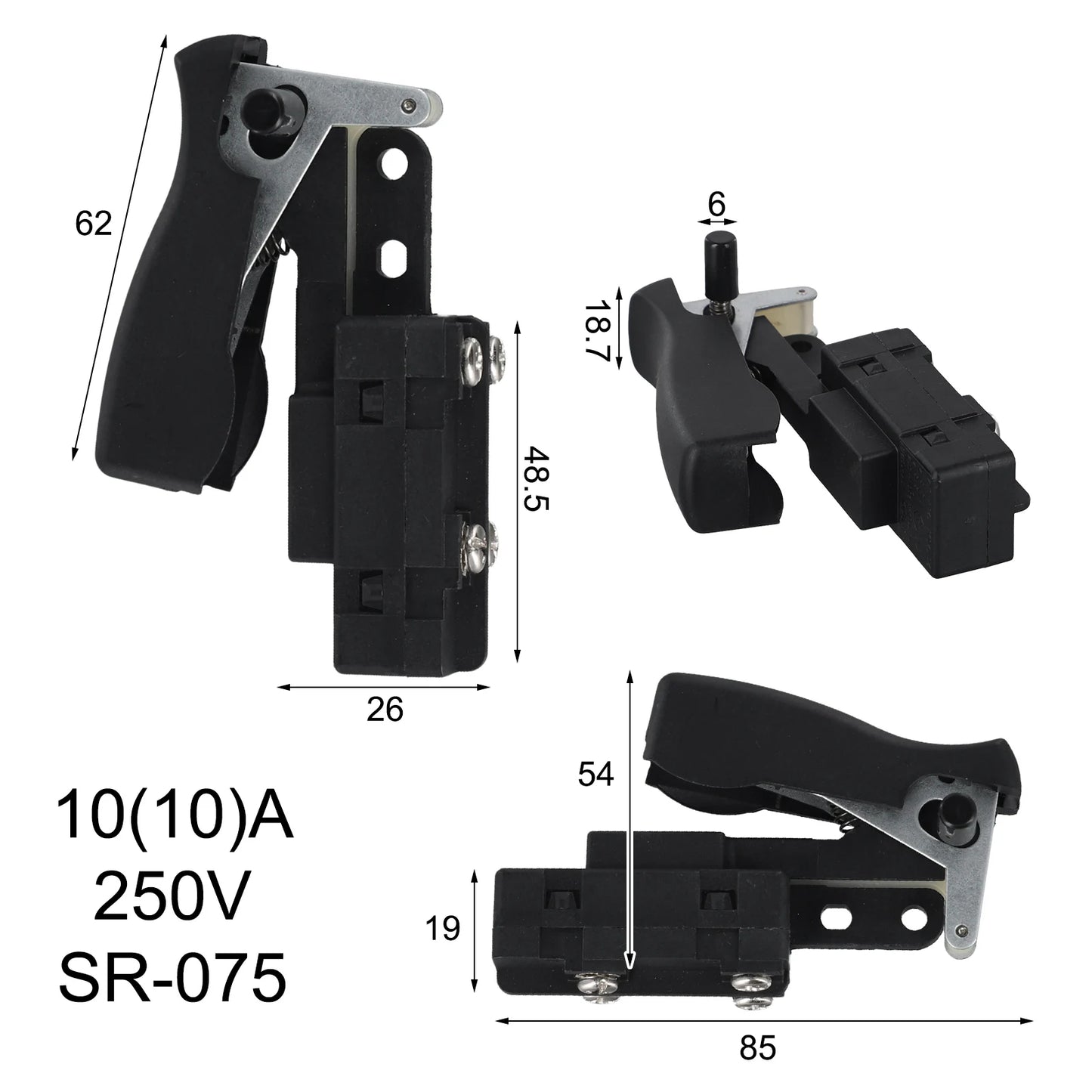 Electric Tool Switch 250V 10A Switch Electrical Life 20000 Times Mechanical Life 50w Times For Electric Power Tools