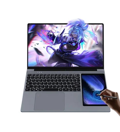 Factory Dual Screen Laptop 15.6"LCD Screen+7"Touch Screen N100 512GB Student Laptop Business Portable PC Backlight Win11 Pro