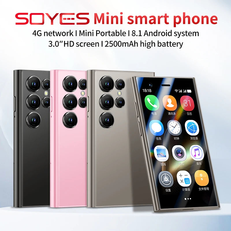 Original Soyes S24 Pro Max Mini 4G Smartphone 3.0 Inch 2GB RAM 16GB ROM Dual Sim Card Android 8.1 Smart Mobile Phone