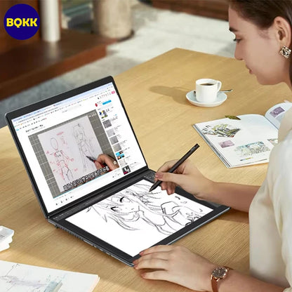 OEM New 14 Inch Dual Touch Screen Business All in One Portable Double PC Intel N100 DDR5 16GB PC 2 in 1 Laptop Win11 System