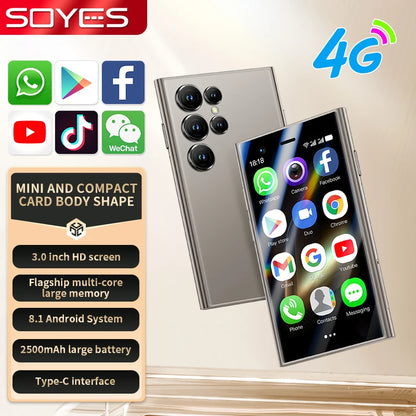 Original Soyes S24 Pro Max Mini 4G Smartphone 3.0 Inch 2GB RAM 16GB ROM Dual Sim Card Android 8.1 Smart Mobile Phone
