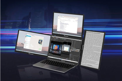 Triple Portable Monitor Attachable 13.3" FHD IPS Unfold Dual Laptop Triple Extended Screen USB Display Monitor for Laptop