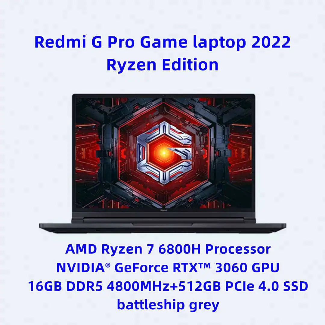 R 2022 Newest Xiaomi Redmi G Gaming Laptop 16 Inch 2.5K 165Hz 3ms LCD Screen I7-12650H 16GB 512GB RTX3050 Gaming Notebook