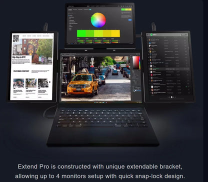 Triple Portable Monitor Attachable 13.3" FHD IPS Unfold Dual Laptop Triple Extended Screen USB Display Monitor for Laptop