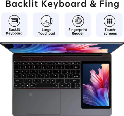 Factory Dual Screen Laptop 15.6"LCD Screen+7"Touch Screen N100 512GB Student Laptop Business Portable PC Backlight Win11 Pro