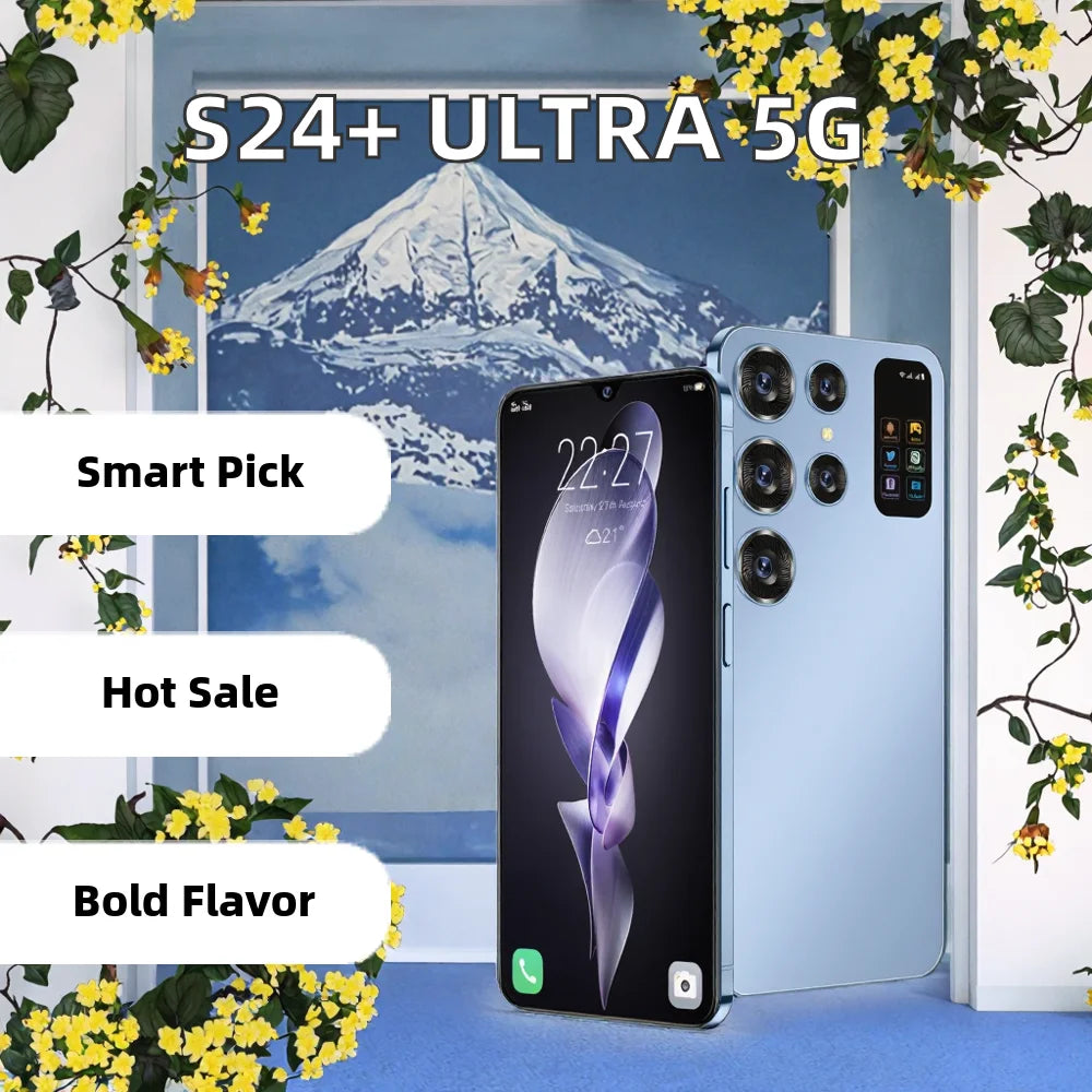 High Quality S24+ Ultra 5G Smartphone Unlocked Android 13.0 Cell Phone with Decacore CPU HD Screen Resolution 65W Quick Charge