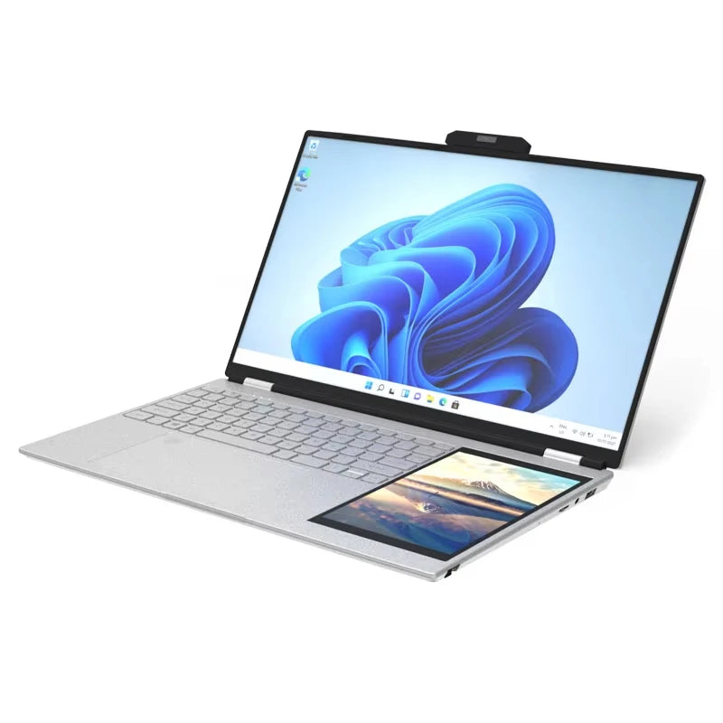 2025 New Ultra Slim Notebook 15.6+7 Inch Dual Screen Quad Core Processor 120Hz Refresh Rate English Keyboard Laptop