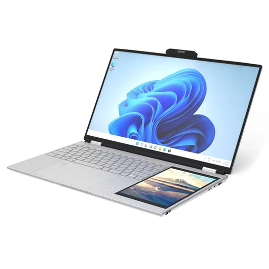 2025 New Ultra Slim Notebook 15.6+7 Inch Dual Screen Quad Core Processor 120Hz Refresh Rate English Keyboard Laptop