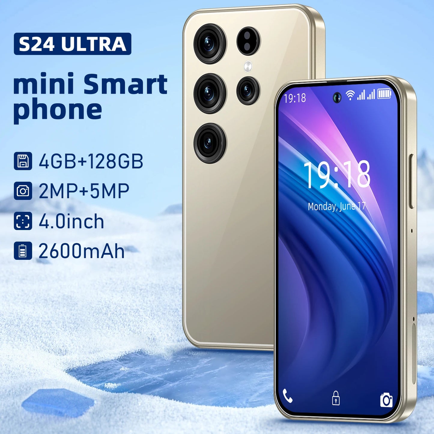 Wholesale New Mini S24 3G/4G/5G Smartphone 4-Inch Display Quad Core 4GB + 128GB Dual SIM