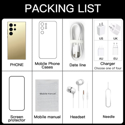 Best Selling S-Pen Android Phone 6+128G  S24 Ultra Smartphone 7.3inch Telephone Fast Charging Unlock 4G WIFI S23 S24