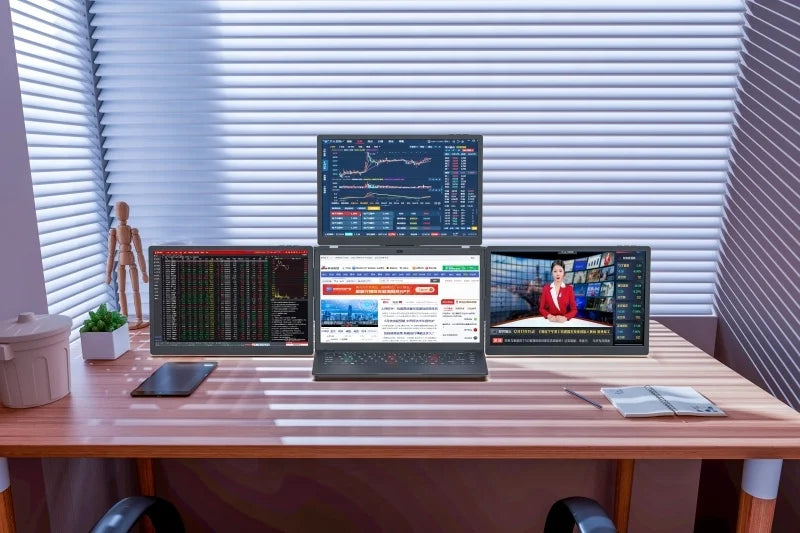 Triple Portable Monitor Attachable 13.3" FHD IPS Unfold Dual Laptop Triple Extended Screen USB Display Monitor for Laptop