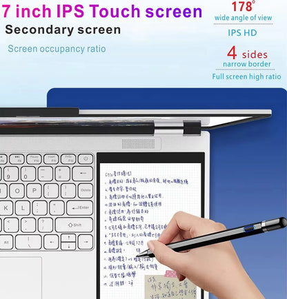 2025 New Ultra Slim Notebook 15.6+7 Inch Dual Screen Quad Core Processor 120Hz Refresh Rate English Keyboard Laptop