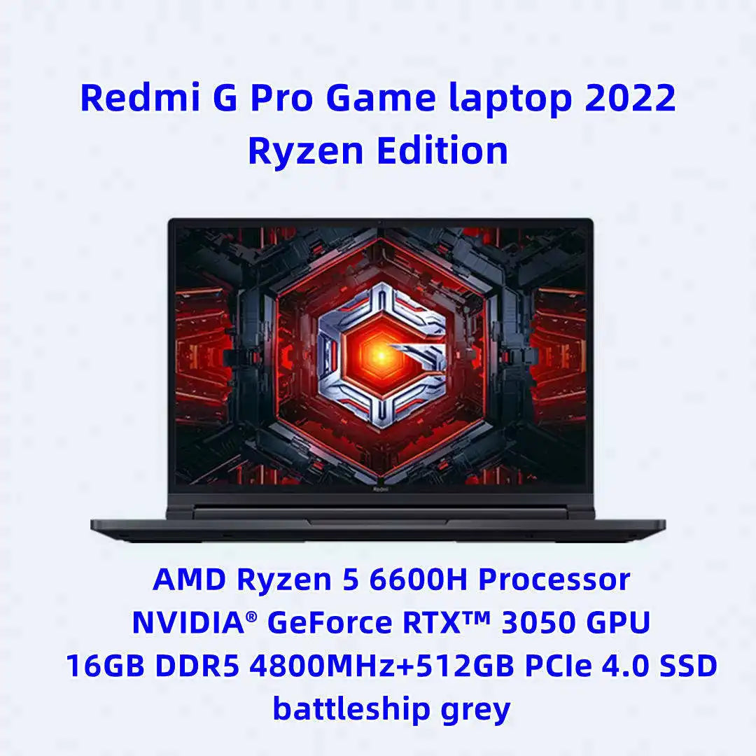 R 2022 Newest Xiaomi Redmi G Gaming Laptop 16 Inch 2.5K 165Hz 3ms LCD Screen I7-12650H 16GB 512GB RTX3050 Gaming Notebook