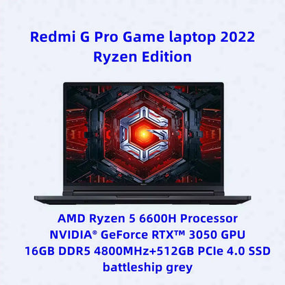 R 2022 Newest Xiaomi Redmi G Gaming Laptop 16 Inch 2.5K 165Hz 3ms LCD Screen I7-12650H 16GB 512GB RTX3050 Gaming Notebook