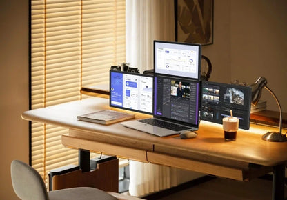 Triple Portable Monitor Attachable 13.3" FHD IPS Unfold Dual Laptop Triple Extended Screen USB Display Monitor for Laptop