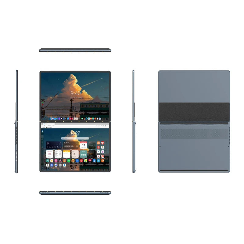 OEM New 14 Inch Dual Touch Screen Business All in One Portable Double PC Intel N100 DDR5 16GB PC 2 in 1 Laptop Win11 System