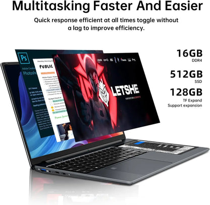 Factory Dual Screen Laptop 15.6"LCD Screen+7"Touch Screen N100 512GB Student Laptop Business Portable PC Backlight Win11 Pro