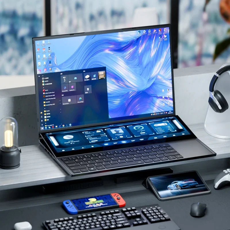 2025 Intel Core I7 9750H Dual Screen Laptop 16 Inch (14 Inch Touch Screen) Gaming Laptop Notebook Computer DDR4 Windows 10 11