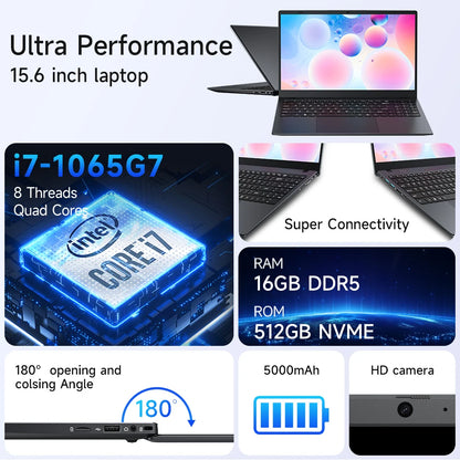 16GB RAM 512GB Ssd 1TB Intel I5 Laptop Computer  2.0MP hd 1080P 15.6inch IPS Laptop Business Cheap Gaming Laptop