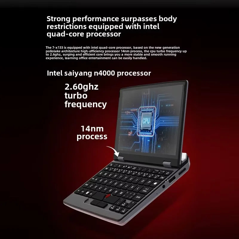 Factory Price Global Version NEW 7 Inch Mini Pocket Laptop 32G+2TB Touch Screen Intel Graphics Rich Interfaces English Keyboard