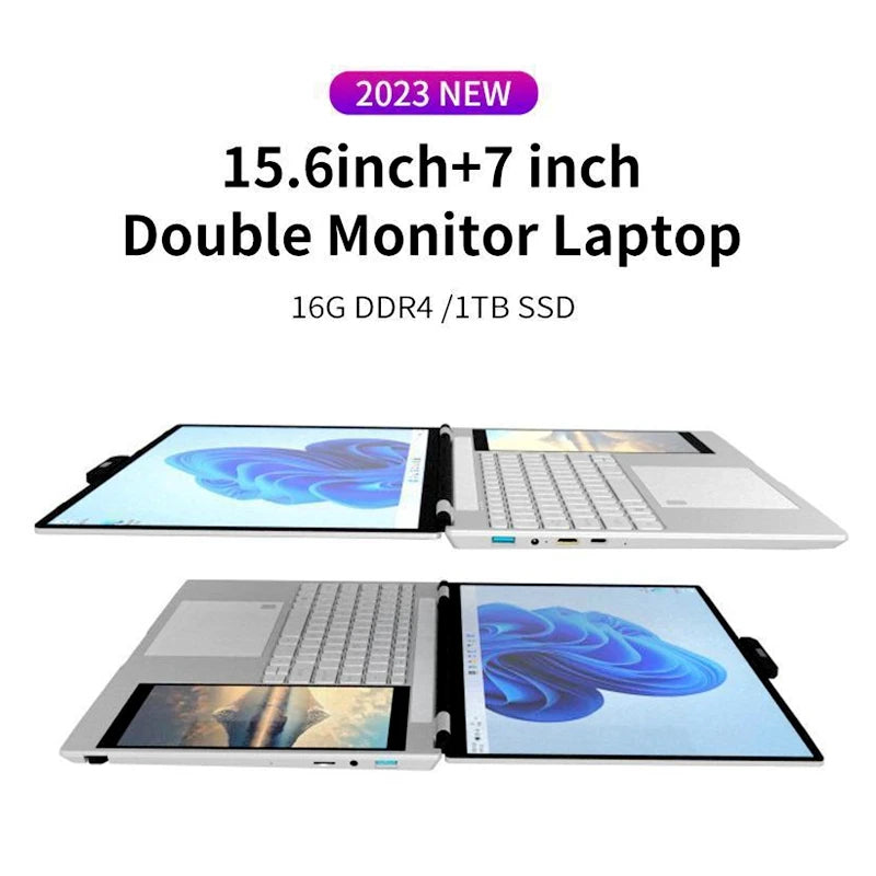New Business Laptop Nuevo 15.6"+7" Dual Touch Screen 180 Degree Opening Win 11 Intel N95 Backlight Keyboard Double Screen Laptop