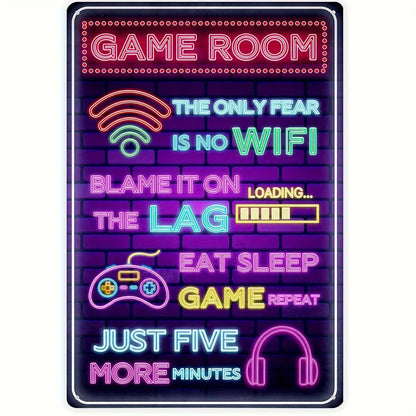 [Gaming Metal Sign] Retro Gaming Sign,  | Gamer Wall Decor for Boys Room, Bedroom Gamers, Room Iron Sign