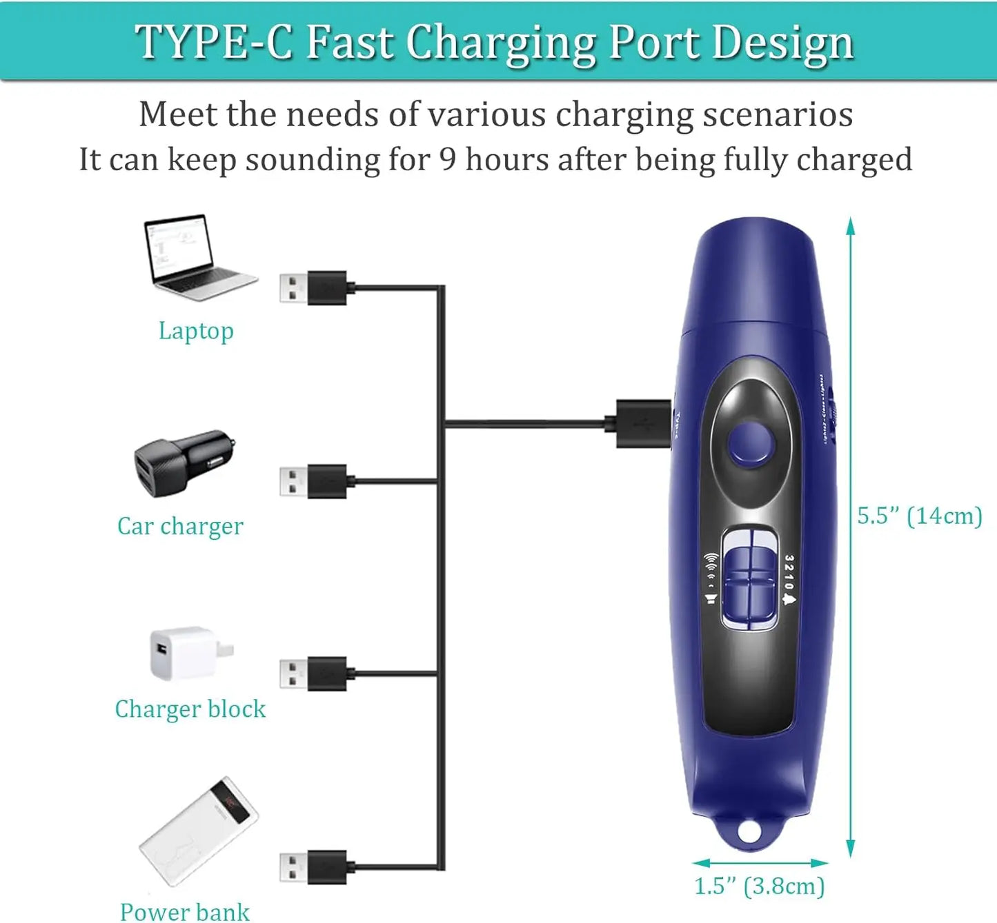 Electronic Whistle with Light, USB Charging, High Volume, Sports, Referee, Traffic, Pet Training, Outdoor