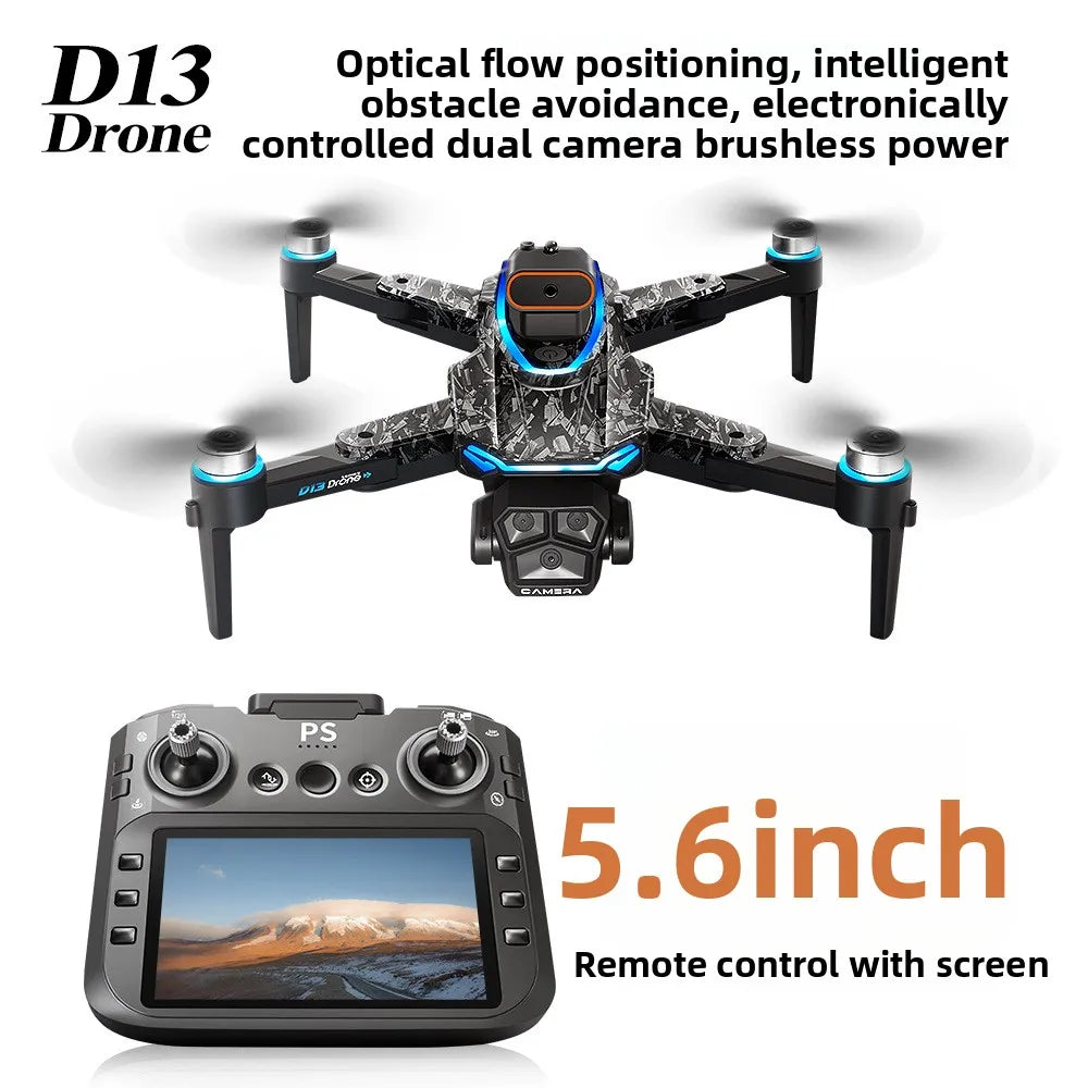 Aircraft Foreign Trade New D13 Drone with 5.6-inch Screen Control Brushless Quadcopter Obstacle Avoidance Remote-controlled