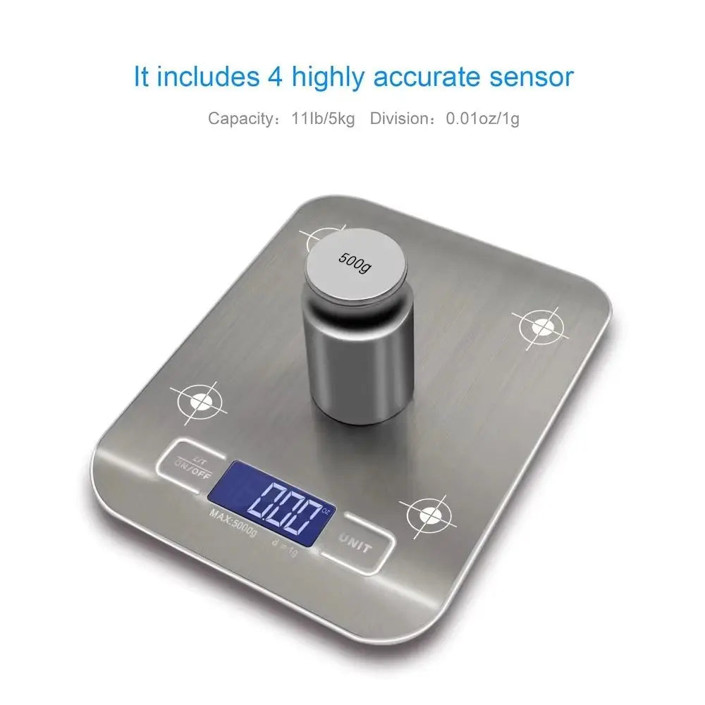 Electronic Digital Kitchen Scale  LED Display 10kg 5kg/1g Stainless Steel Panel Scales Home Jewelry Food Snacks Weighing Tools