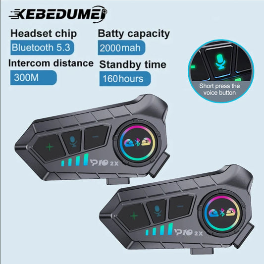 1/2Pcs Motorcycle Helmet Bluetooth Intercom Headset Wireless Interphone Intercomunicador Moto Waterproof HandsfreeCall Headphone