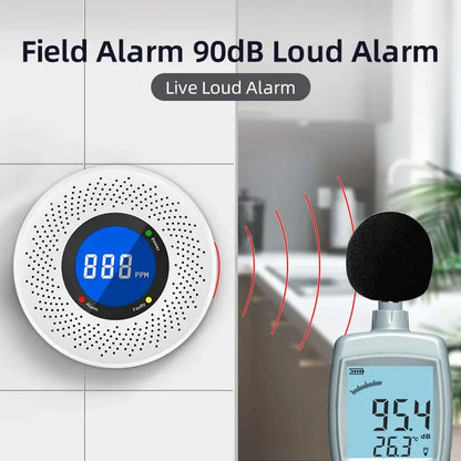 Security Protection Carbon Monoxide Detector CO Monitor Poisoning Alarm LCD Digital Display Home Indoor Real-Time Control