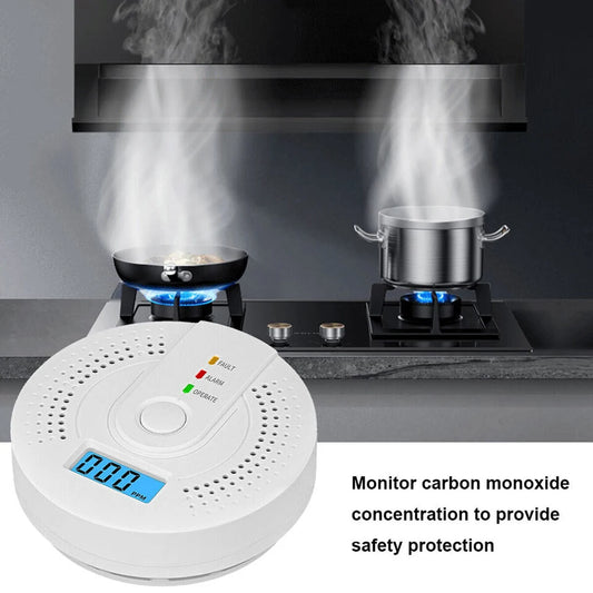 Smart Carbon Monoxide Detector Alarm Sound Warning LCD Digital Display Home Indoor Real-Time CO Monitor Poisoning CO Gas Monitor