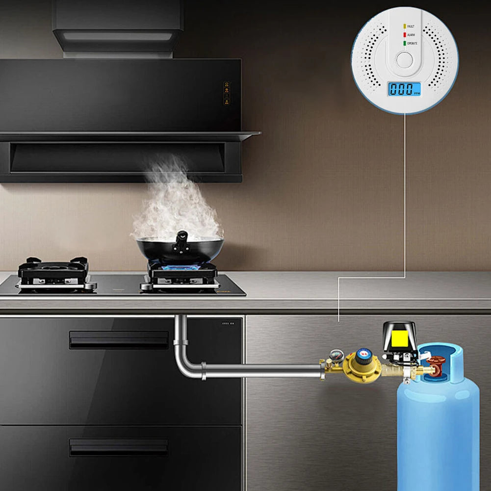 Smart Carbon Monoxide Detector Alarm Sound Warning LCD Digital Display Home Indoor Real-Time CO Monitor Poisoning CO Gas Monitor