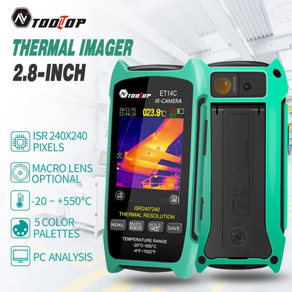 TOOLTOP ET14C -20~550℃ Thermal Imaging Camera ISR 240x240 Peixls Optional Macro Lens Building Thermal Imager Pipe HVAC Inspect