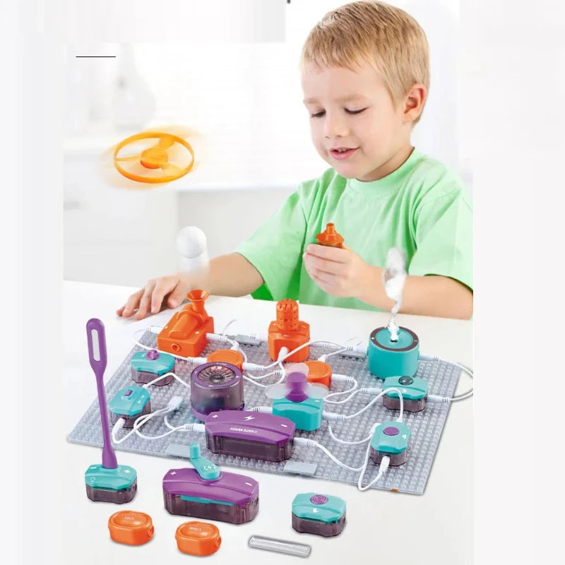 Kids DIY Science Experiment Electronic Building Blocks - Circuit Physics Toy, Exercise Children's Thinking Ability