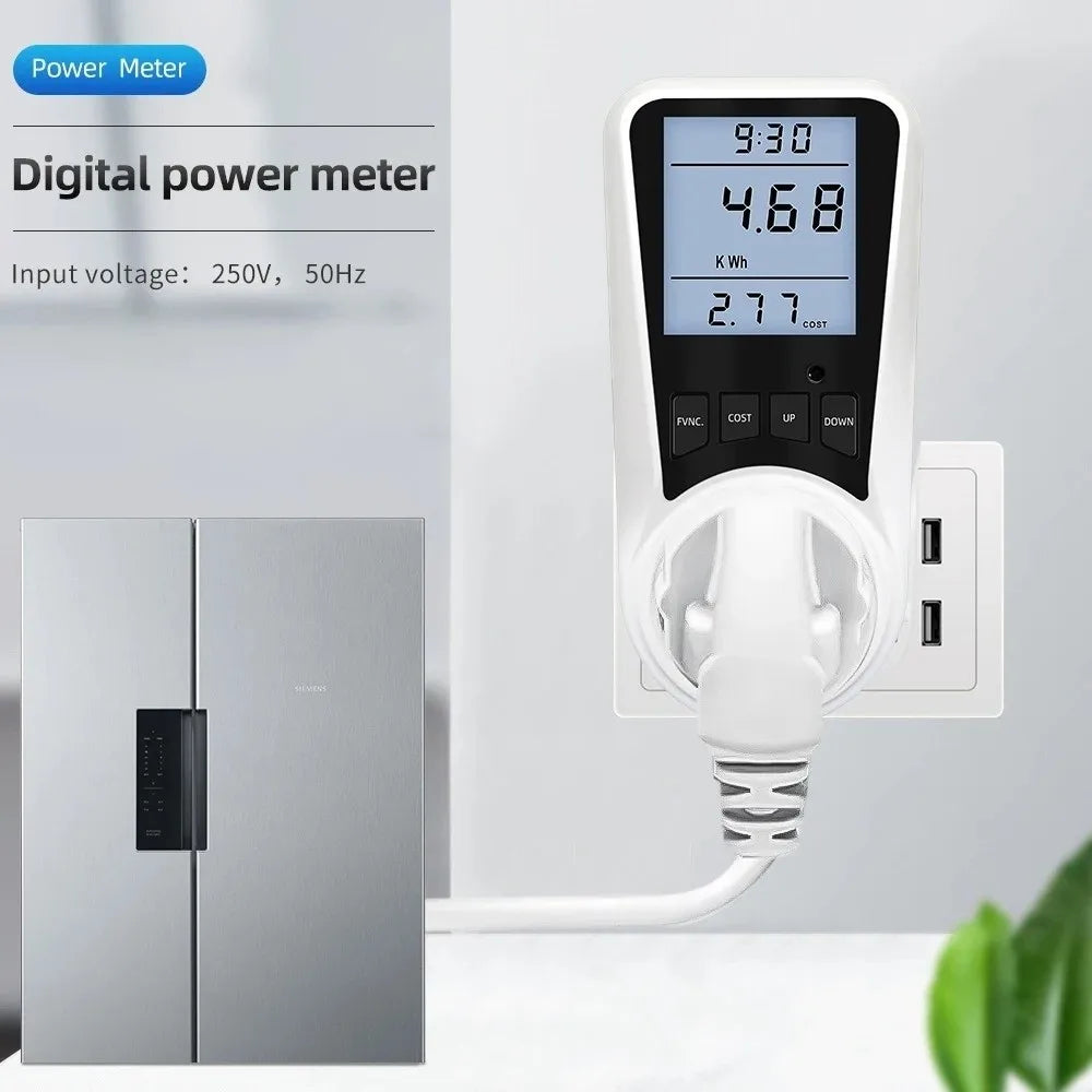 Digital Display Electrical Energy Monitor Socket Backlight Overload Protection Watt Meter Socket Real-time Monitoring