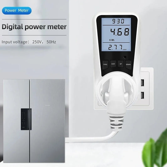Digital Display Electrical Energy Monitor Socket Backlight Overload Protection Watt Meter Socket Real-time Monitoring