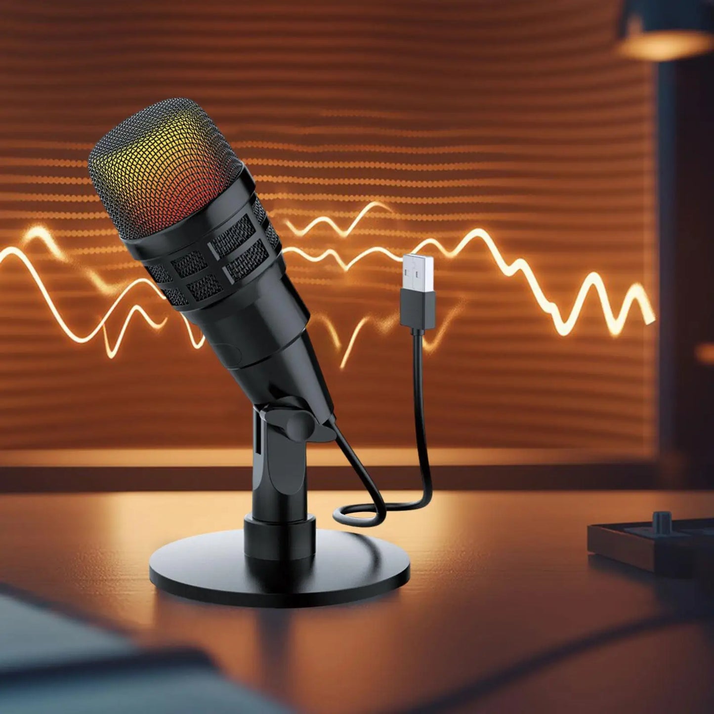 Gaming USB Microphone for PC,Noise Reduction, Computer Mic Beginner Online Chat Condenser Mic for Recording Podcasting Streaming