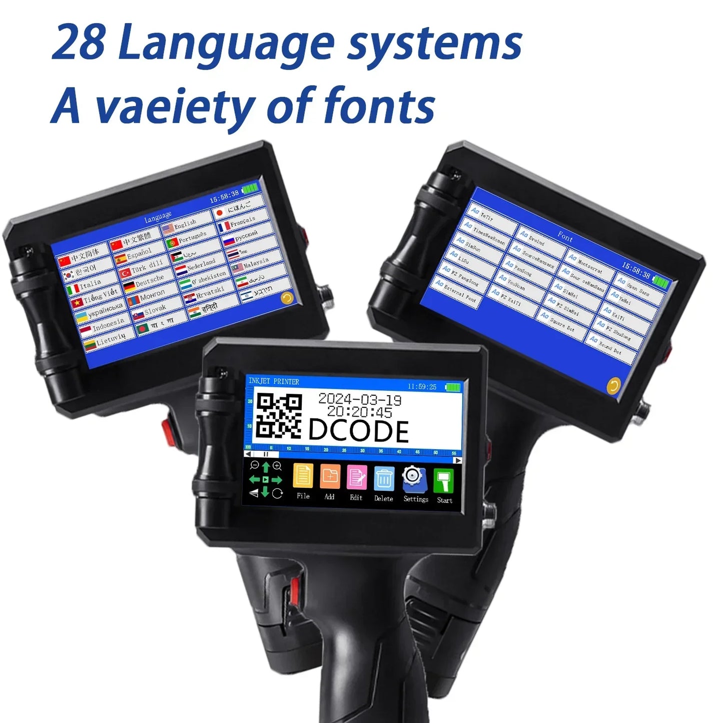 DCODE 1750PLUS 12.7/25.4mm Portable Handheld Inkjet Printer Text QR Barcode Label Printer Batch Number Logo Date Coding Machine