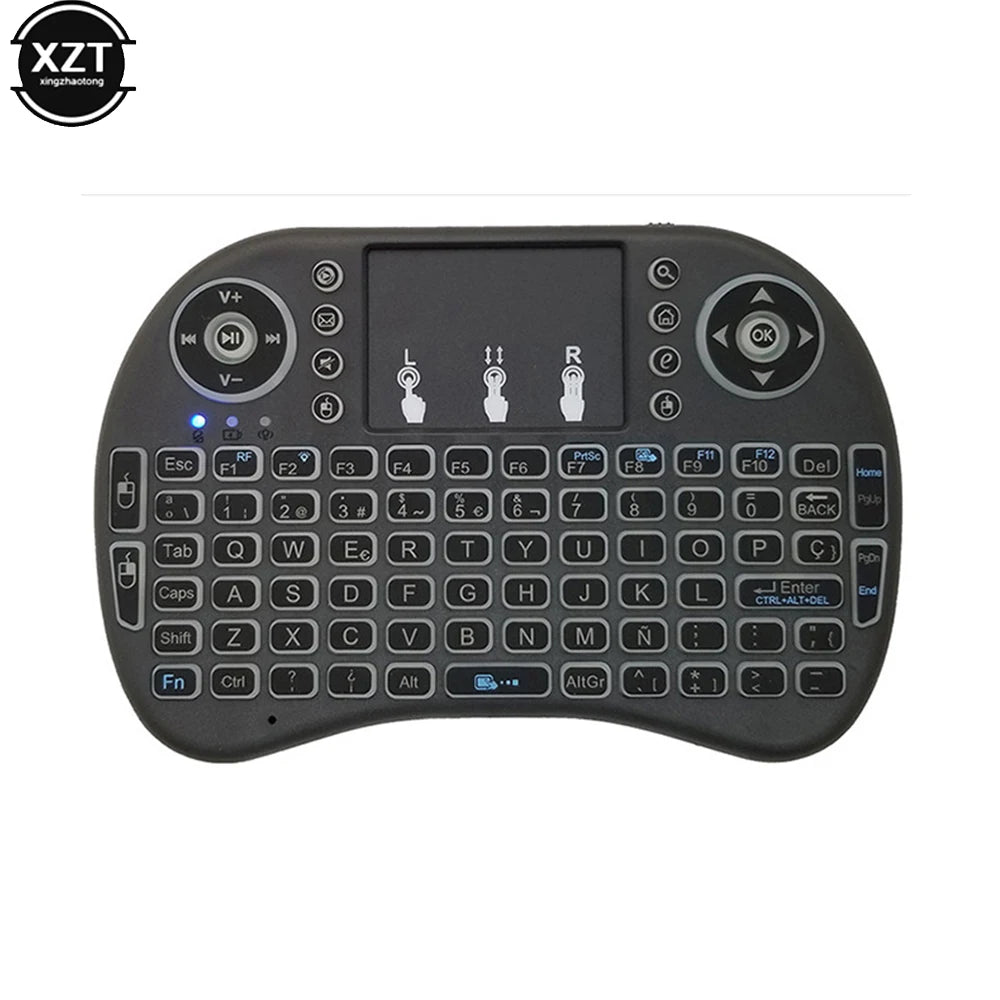 Backlit English Russian Arabic Spain Hebrew  2.4G Air Mouse Android TV Box PC i8 Mini Wireless Keyboard Remote Touchpad