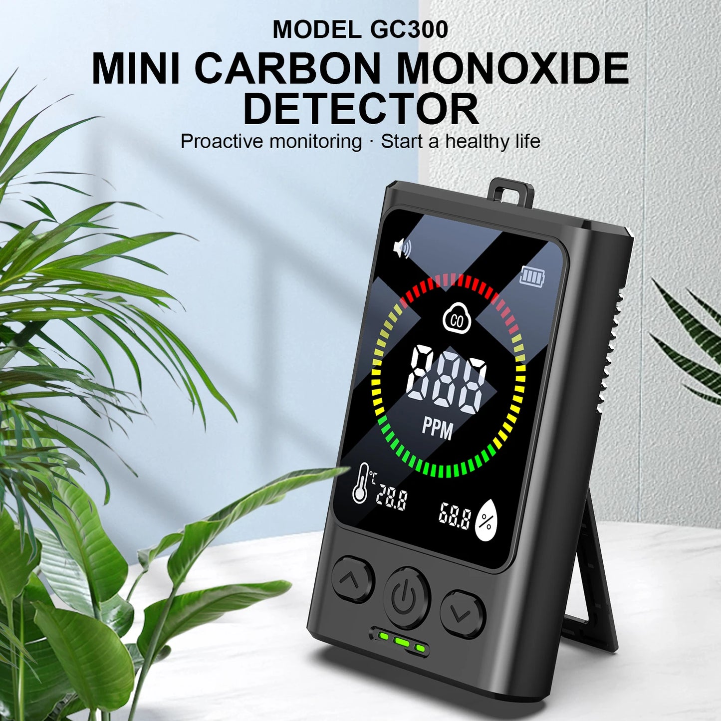 Carbon Monoxide Detector Portable CO Alarm with Digital Display Rechargeable Mini CO Monitor for Home Garage Kitchen Safety
