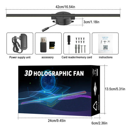 DARHYN Naked Eye 3D Holographic Fan Screen Stereo Display Suspended Projection Light Suspended Imaging Advertising Machine LED