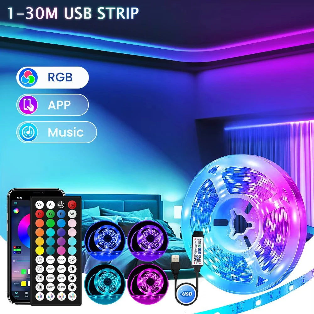 Led Lights For Bedroom Bluetooth Wifi App Remote Control Rgb Led Light Strip 5050 Rgb Usb 5V Led Tape Tv Backlight Room Lighting