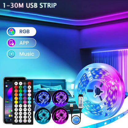 Led Lights For Bedroom Bluetooth Wifi App Remote Control Rgb Led Light Strip 5050 Rgb Usb 5V Led Tape Tv Backlight Room Lighting