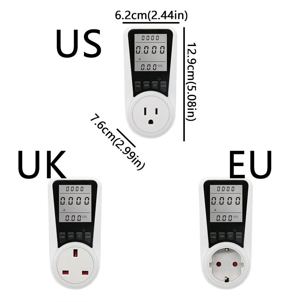 Digital Display Electrical Energy Monitor Socket Backlight Overload Protection Watt Meter Socket Real-time Monitoring