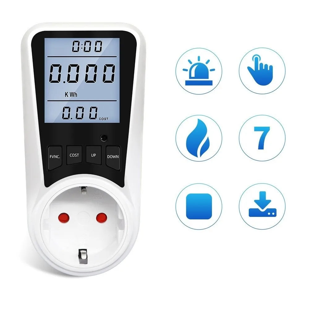 Digital Display Electrical Energy Monitor Socket Backlight Overload Protection Watt Meter Socket Real-time Monitoring