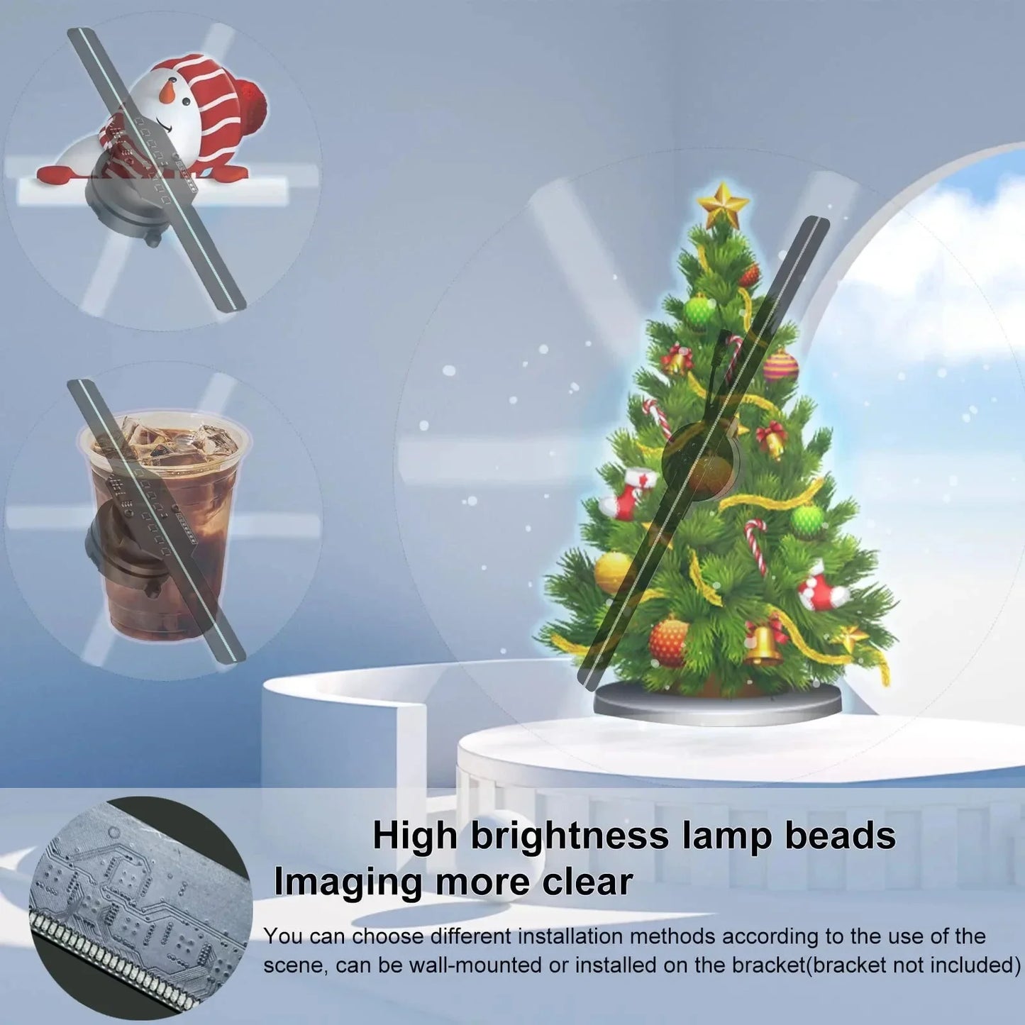 DARHYN Naked Eye 3D Holographic Fan Screen Stereo Display Suspended Projection Light Suspended Imaging Advertising Machine LED